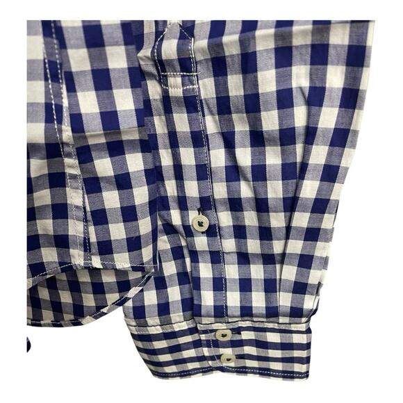UNTUCKit Women's Gingham Blue and White Long Sleeve Button Up Shirt Size 10 NWT - Picture 7 of 11